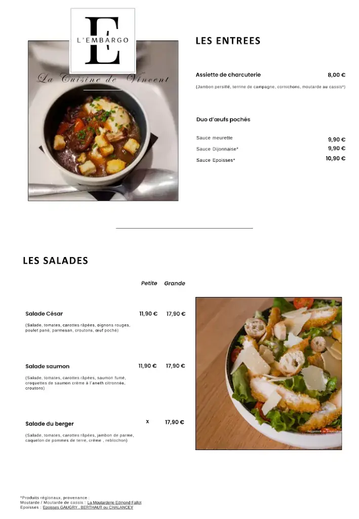 Menu_L'Embargo - La cuisine de Vincent_Nuits-Saint-Georges_image_1