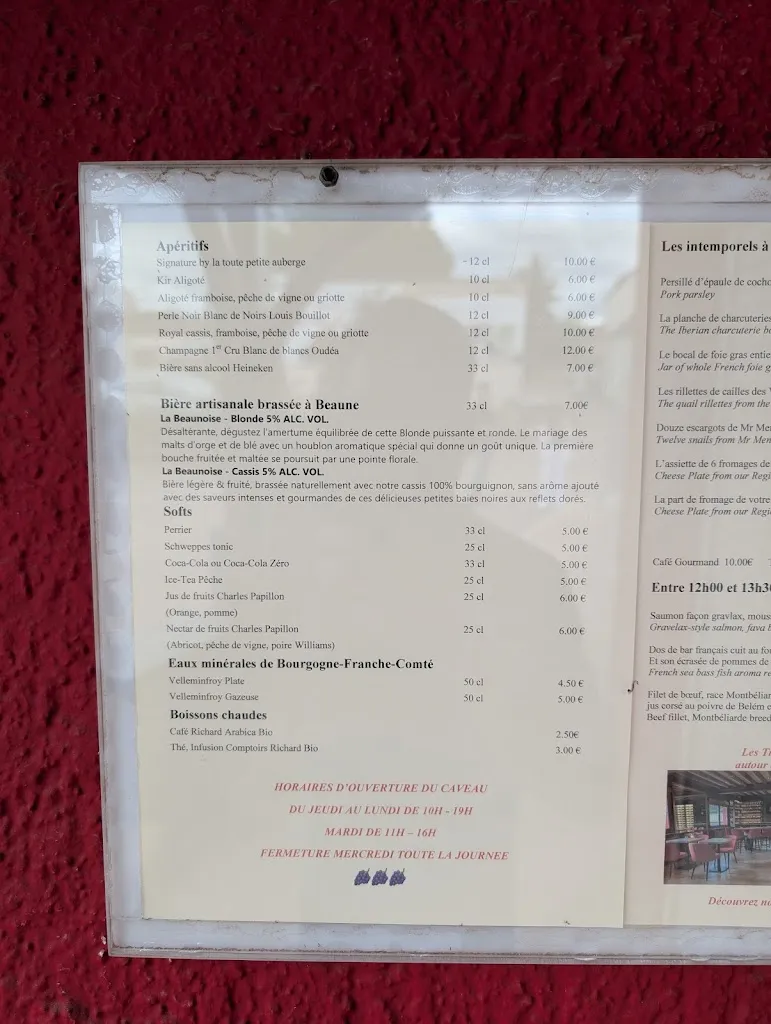 Menu_Restaurant La Toute Petite Auberge_Vosne-Romanée_image_1