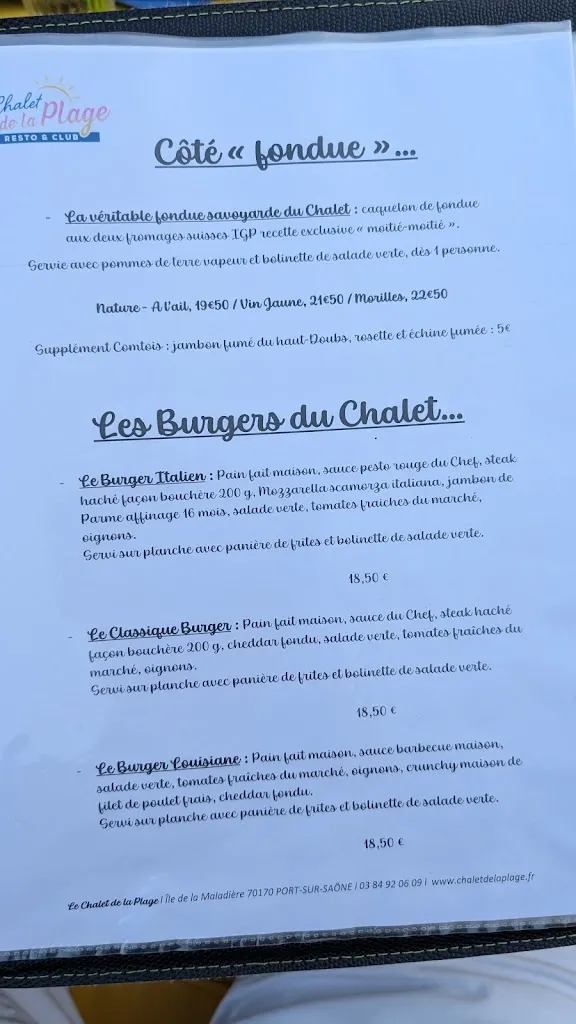 Menu_LE CHALET DE LA PLAGE_Port-sur-Saône_image_2