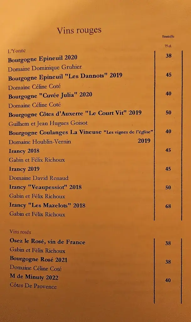 Menu_Restaurant La Table - Maison Lobies_Chevannes_image_1