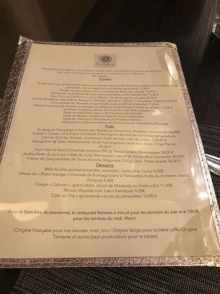 Menu_Restaurant l'Horlogerie_Champvans-les-Moulins_image_1