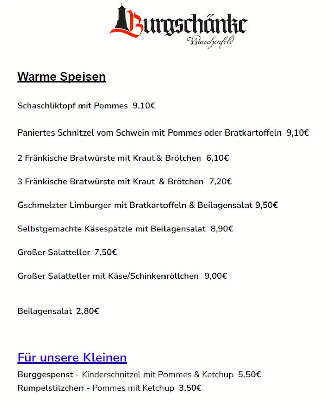 Menu_Gaststätte Burgschänke Waischenfeld_Waischenfeld_immagine_4