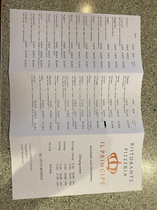 Menu_Pizzeria-Ristorante Il Principe_Waldstetten_image_1