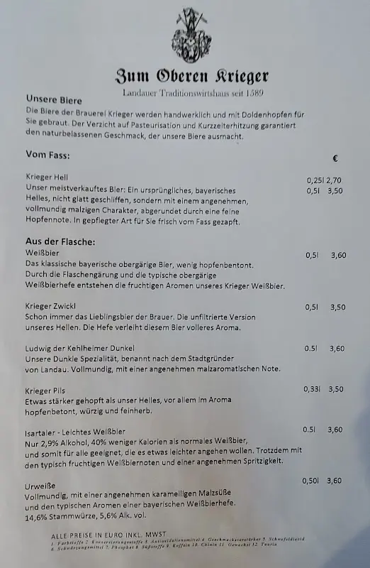 Menü_Gaststätte Zum Oberen Krieger_Isar_Bild_1