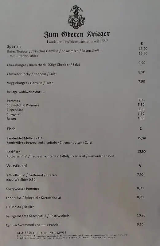 Menü_Gaststätte Zum Oberen Krieger_Isar_Bild_2