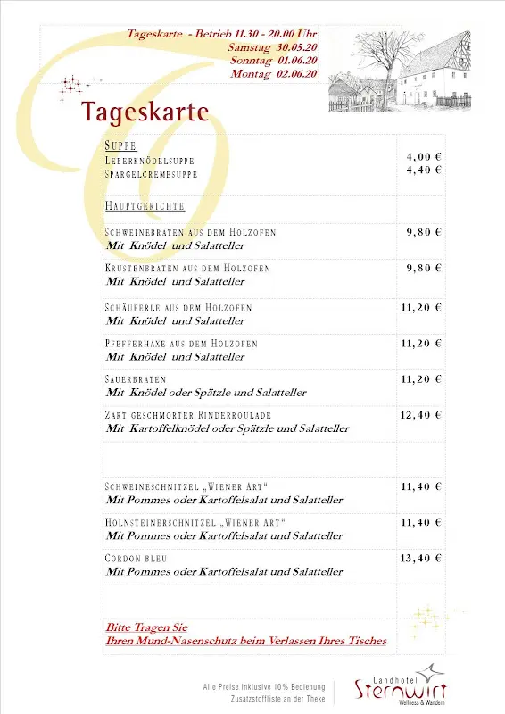 Menu_Gasthof Sternwirt & Bergstube