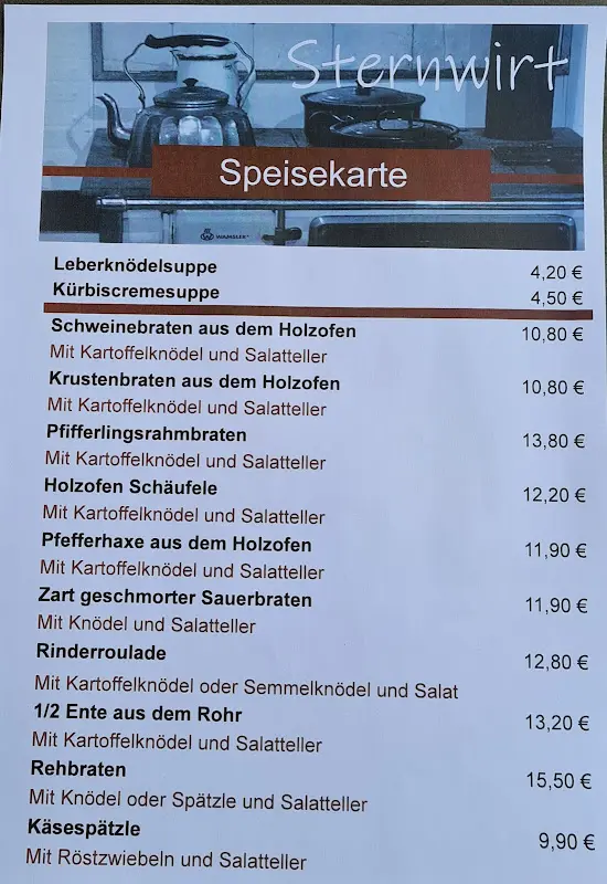 Menu_Gasthof Sternwirt & Bergstube