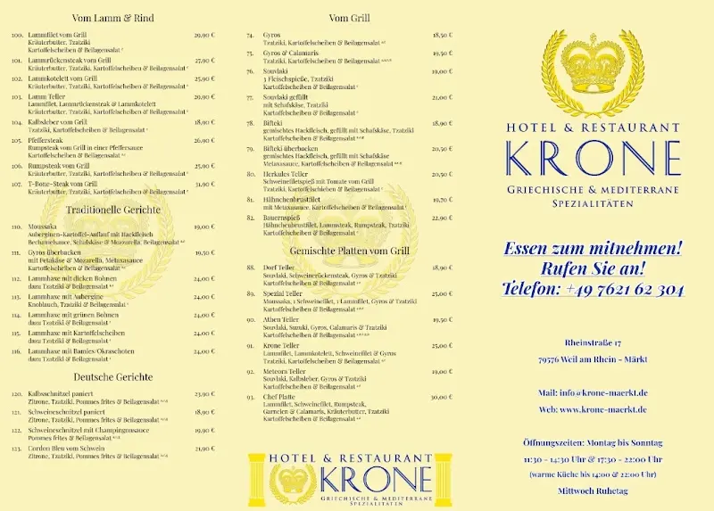 Menu_Hotel & Restaurant Krone in Märkt (Griechische Küche)_Rhein_image_2