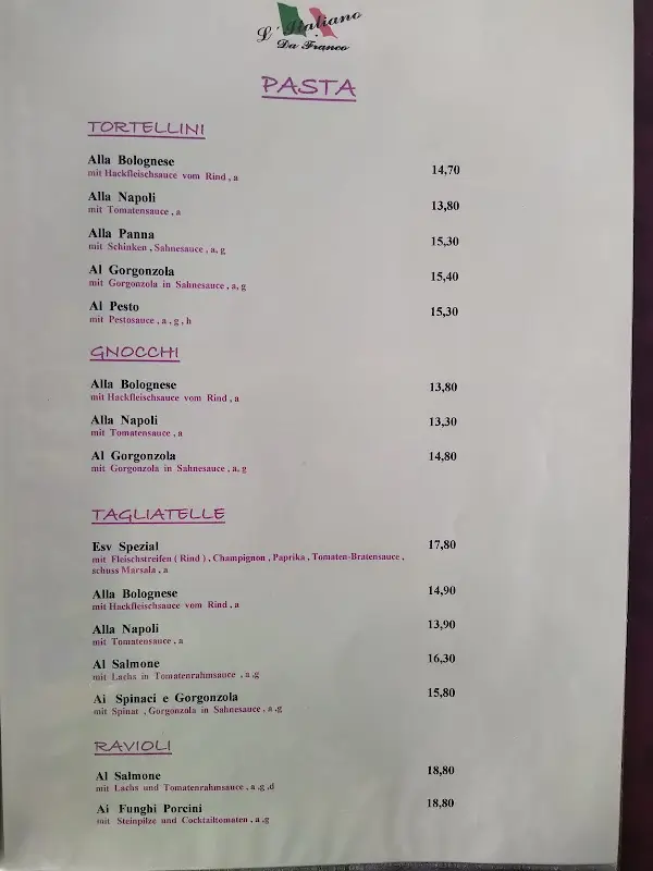 Menu_Ristorante Pizzeria Franco’s ESV-Kegelcenter_Rhein_image_1