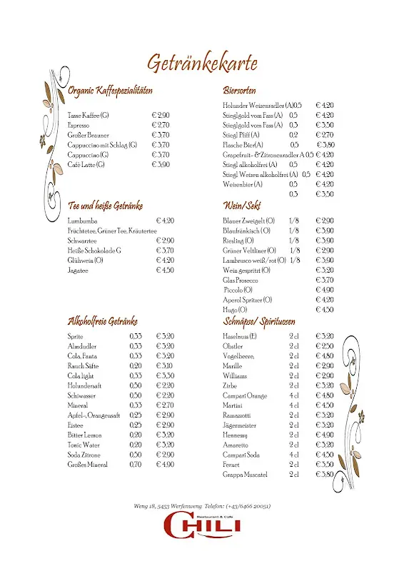 Menu_Cafe - Restaurant CHILI im Wenghof_Austria_image_1