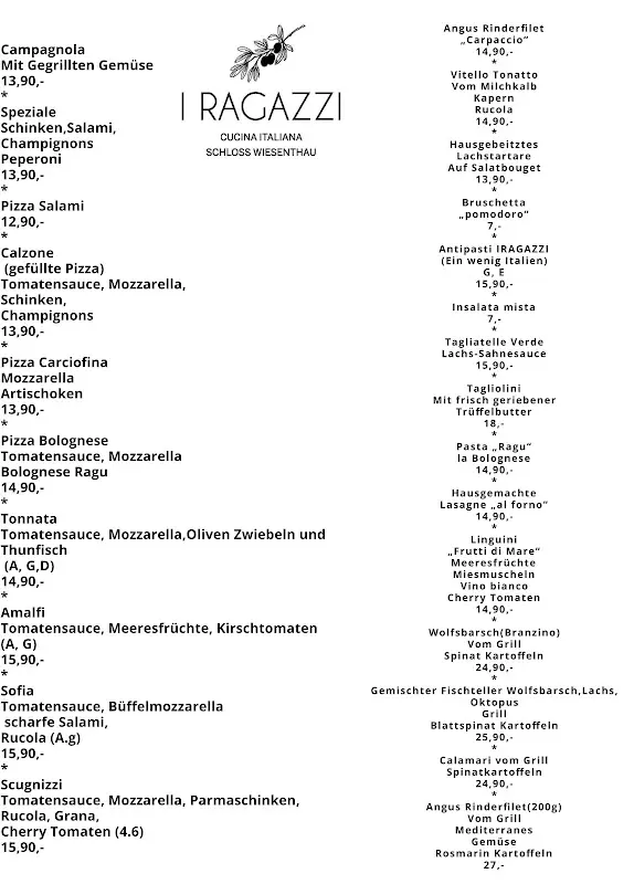 Menü_Ristorante Pizzeria 