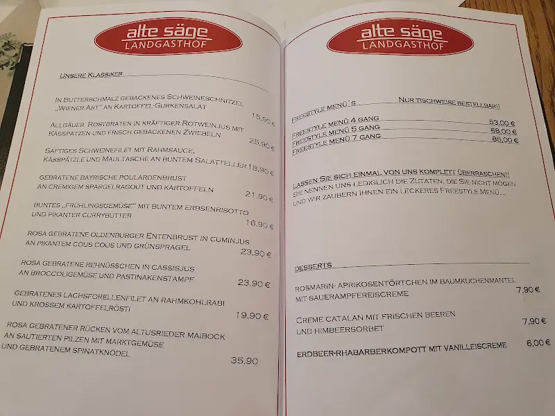 Menu_Landgasthof Alte Säge_Wiggensbach_immagine_3
