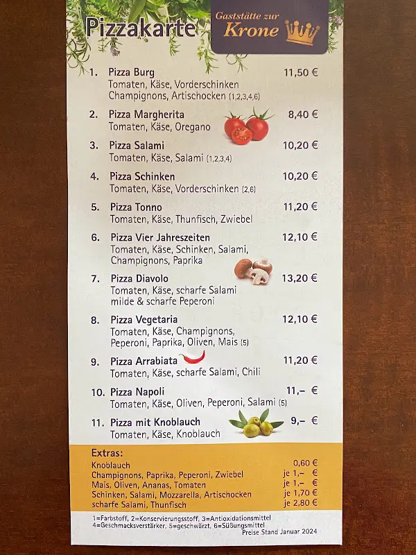 Menu_Gaststätte Zur Krone - Pizza zum Abholen_Wolfsegg_immagine_1