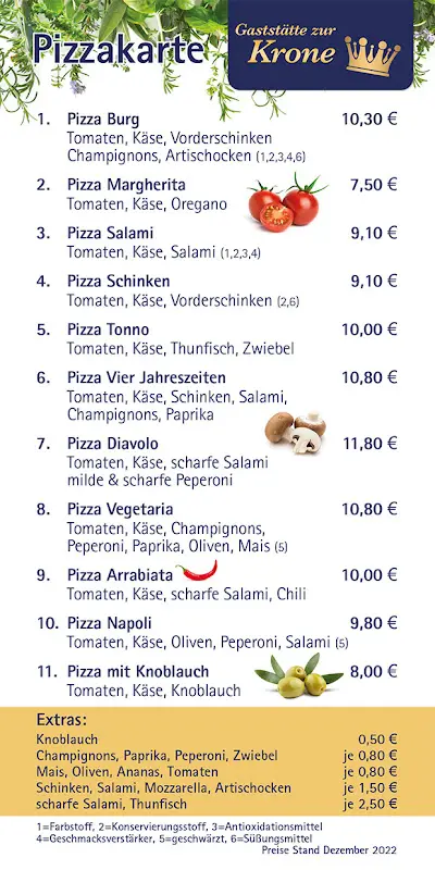 Menu_Gaststätte Zur Krone - Pizza zum Abholen_Wolfsegg_immagine_2