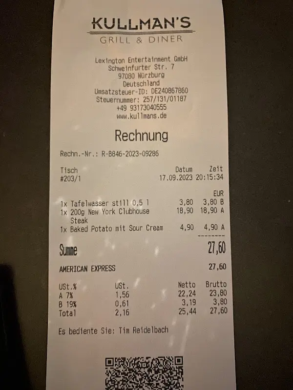 Daniel Vilchez_Kullman’s Grill & Diner Würzburg_Würzburg_review