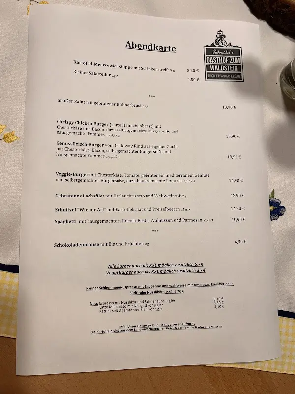 Menu_Gasthof Zum Waldstein_Fichtelgebirge_immagine_1