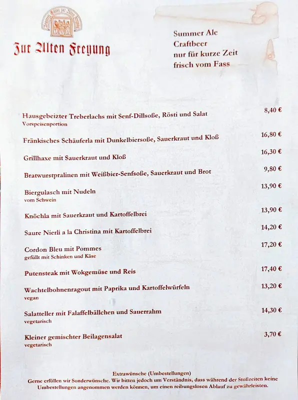 Menu_Brauereigaststätte Göller 