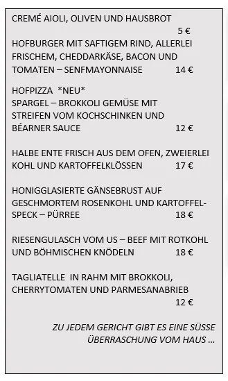 Menu_Pension & Restaurant Hofgeflüster_Berlin_immagine_1