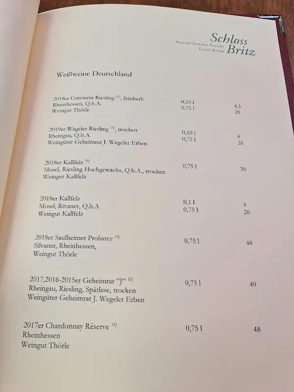 Menu_Restaurant & Hotel Schloss Britz_Berlin_immagine_3