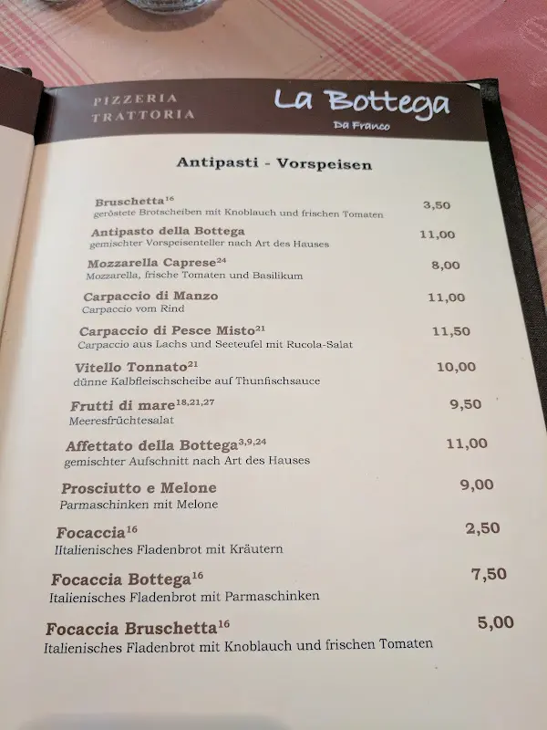 Menu_La Bottega Da Franco_Berlin_immagine_3