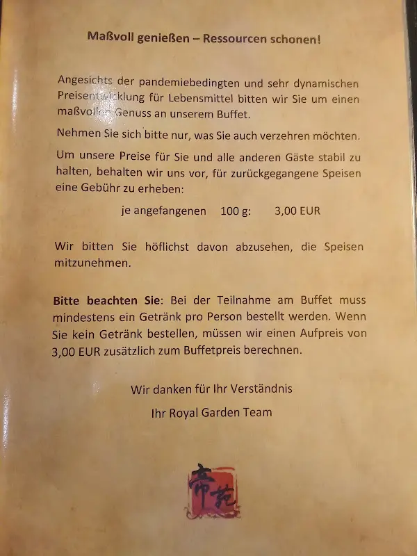 Menu_Buffet Restaurant Royal Garden Berlin_Berlin_immagine_3