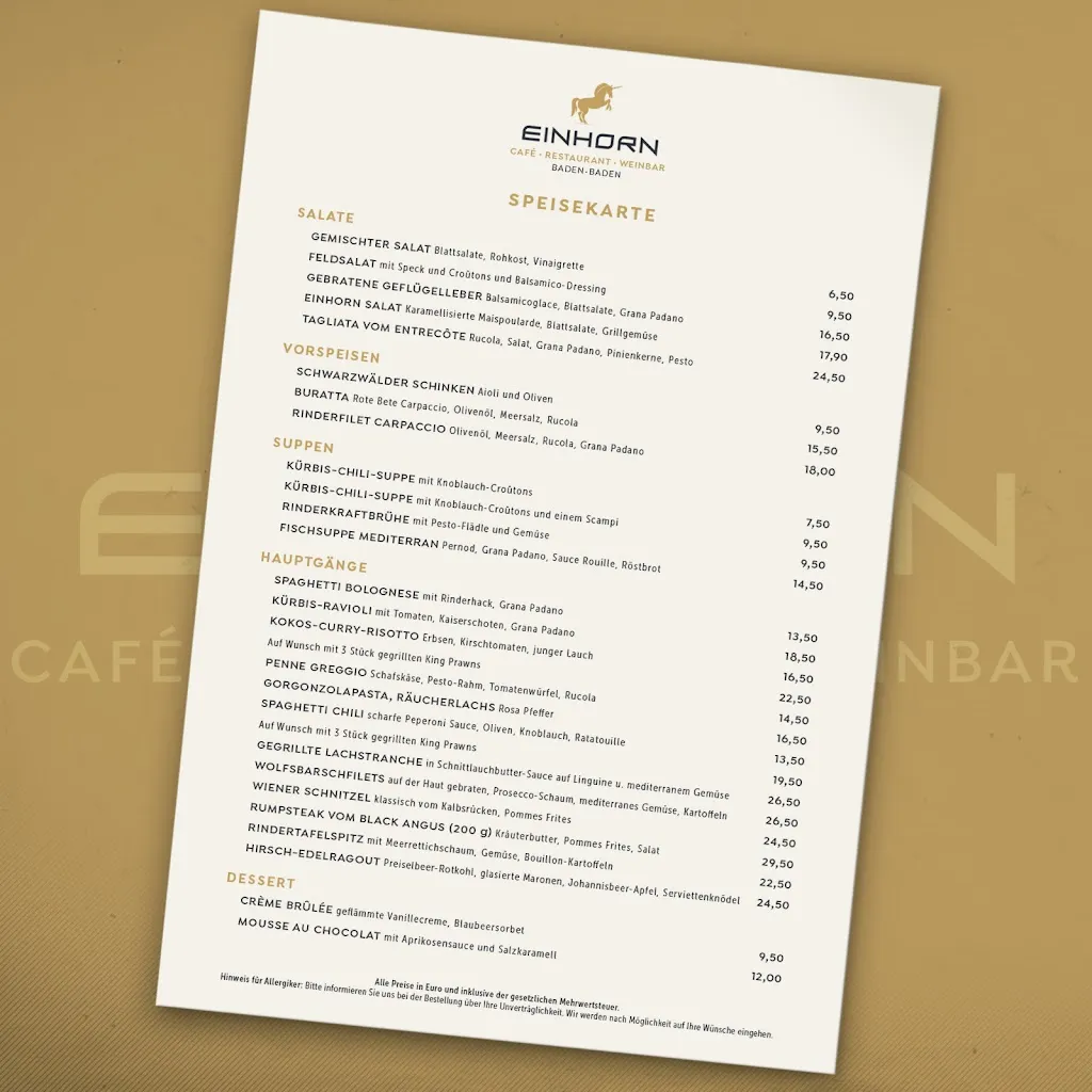 Einhorn | Café • Restaurant • Weinbar restaurant in Baden-Baden