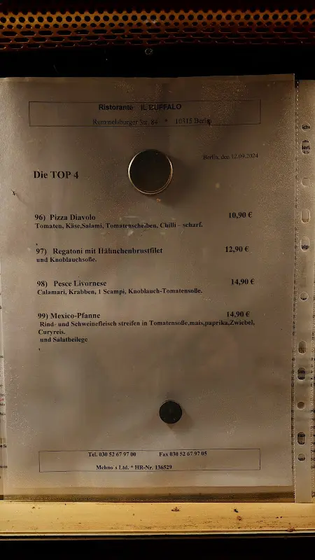 Menü_Il Bufalo_Berlin_Bild_1
