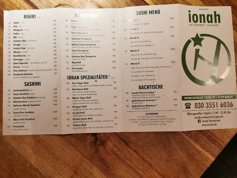 Menu_IONAH Restaurant Schmargendorf_Berlin_immagine_1