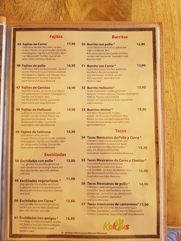 Menu_KAKTUS MEXIKANISCHES RESTAURANT_Fürstenwalde/Spree_image_1