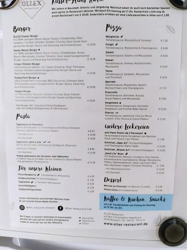 Menu_Restaurant Ollex & beds_Schashagen_immagine_3