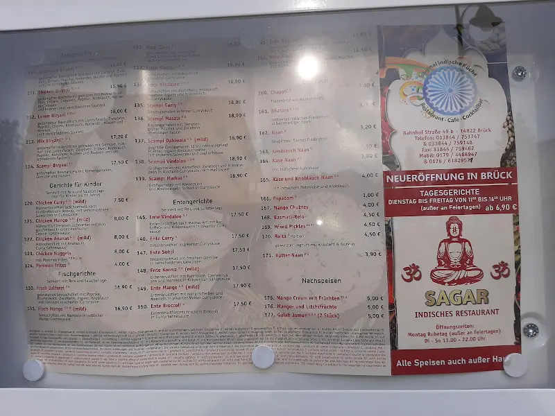 Menu_Sagar indisches Restaurant Brück_Brück_immagine_2