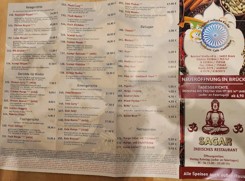 Menu_Sagar indisches Restaurant Brück_Brück_immagine_3
