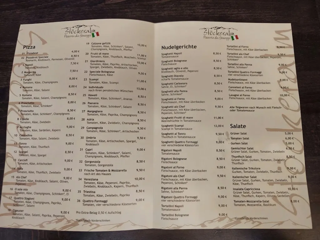 Menu_Pizzeria da Giuseppe - Stöckeralm_Baiersbronn_image_1