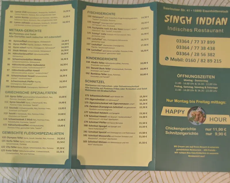 Menu_SINGH INDIAN_Eisenhüttenstadt_immagine_4