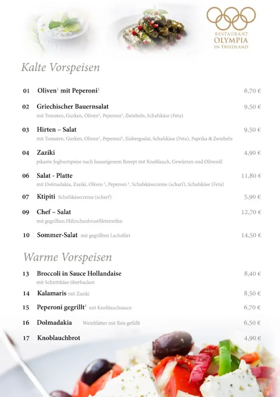Menu_Griechisches Restaurant Olympia in Friedland_Friedland_immagine_2