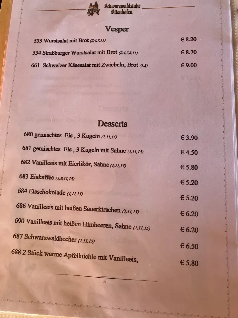 Menu_Gasthaus Schwarzwaldstube_Schwarzwald_immagine_2