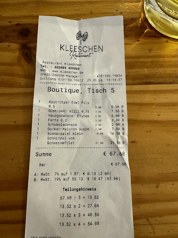 Menu_Restaurant Kleeschen_Fürstenberg/Havel_immagine_4