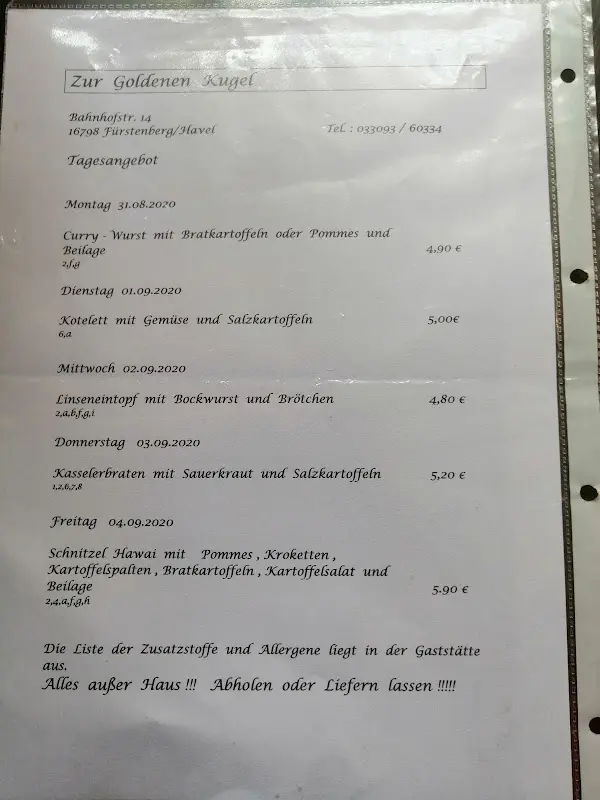 Menu_Gaststätte Zur Goldenen Kugel_Fürstenberg/Havel_image_1