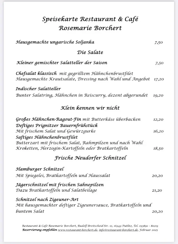 Menu_Restaurant u. Café Rosemarie Borchert - Ines Koplin_Putlitz_immagine_2