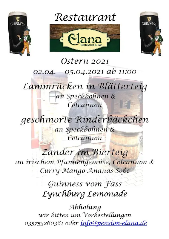 Menu_Restaurant & Bar ELANA / Pension_Großräschen_immagine_1