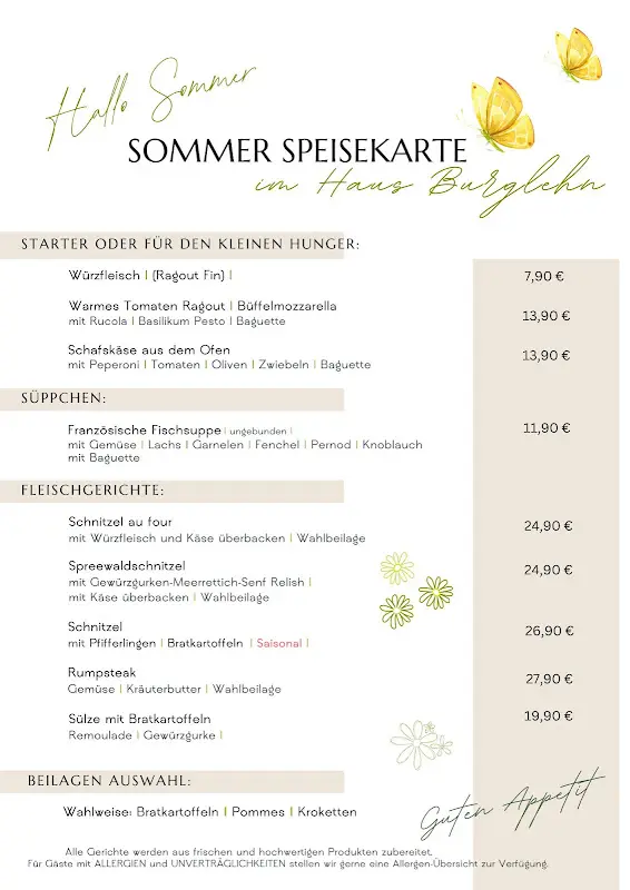 Menu_Haus Burglehn - Restaurant & Veranstaltungsstätte in Lübben - Spreewald (Öffnungszeiten auf der Homepage)_(Spreewald)_image_1