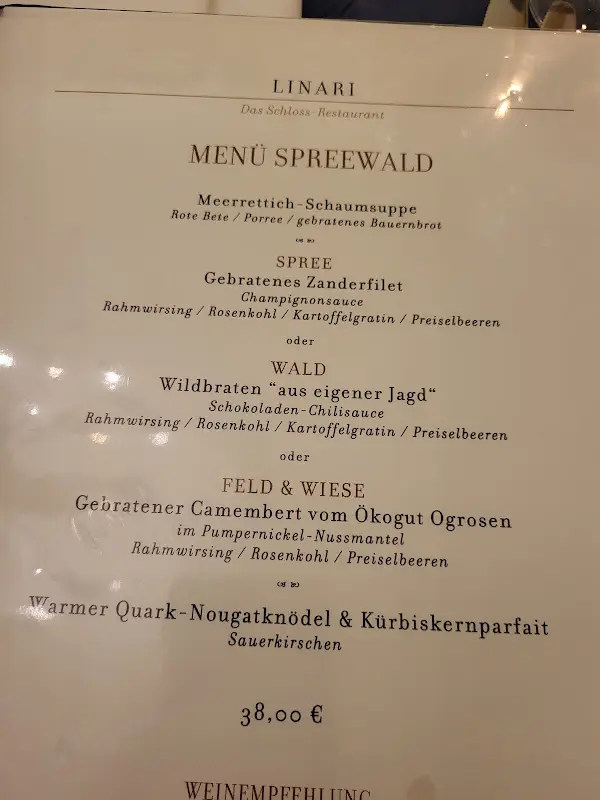 Menu_Schloss-Restaurant LINARI Lübbenau_Lübbenau/Spreewald_image_1