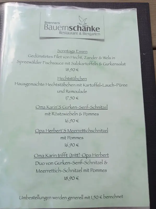 Menu_Brenner´S Bauernschänke_Lübbenau/Spreewald_image_1