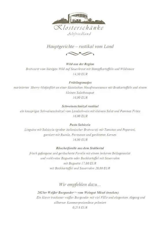 Menu_Klosterschänke Altfriedland_Neuhardenberg_immagine_1