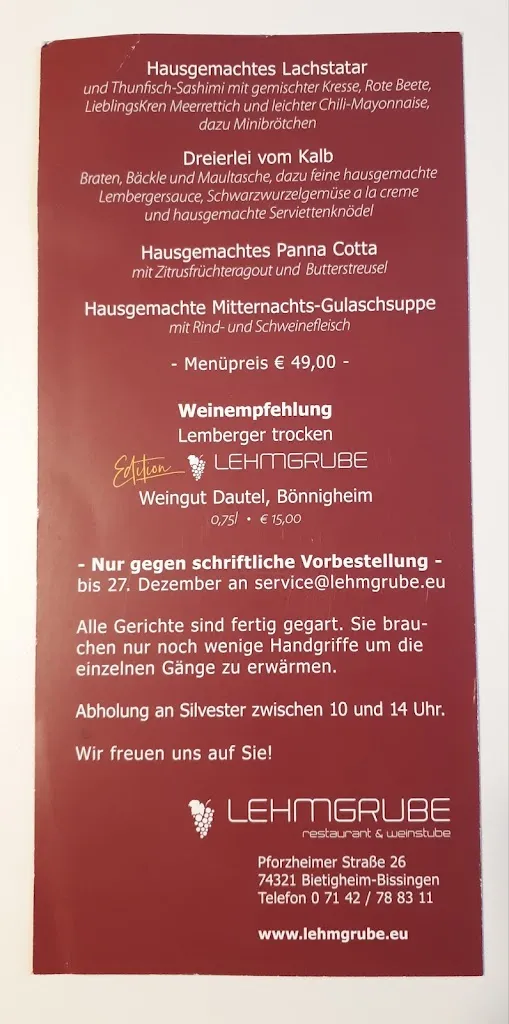 Menu_Lehmgrube Restaurant - Weinstube - Catering_Bietigheim-Bissingen_immagine_3