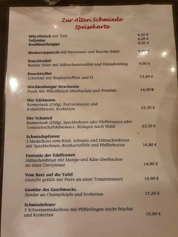 Menu_Zur Alten Schmiede_Rathenow_image_1