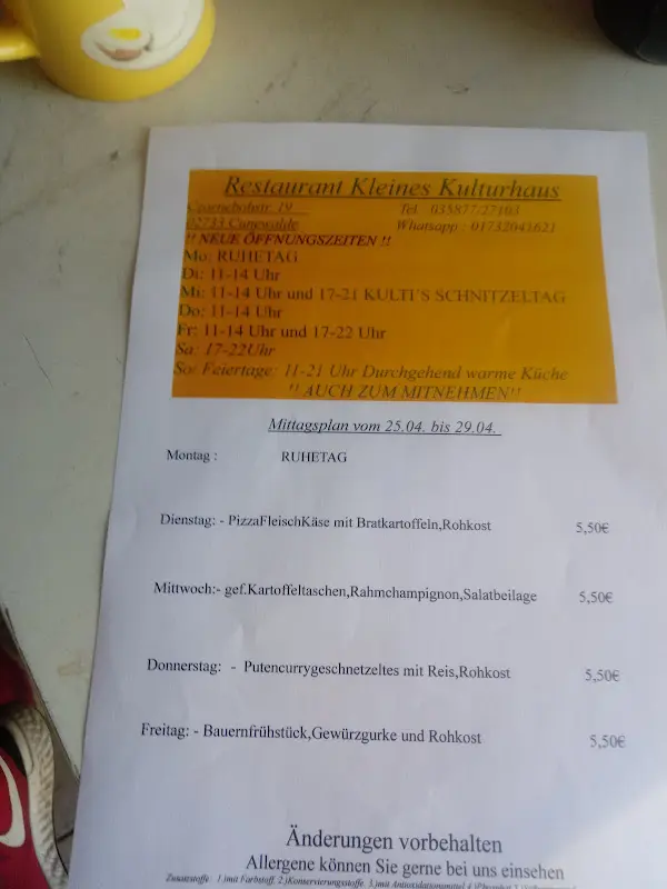 Menu_Restaurant Kleines Kulturhaus Cunewalde_Cunewalde_image_4