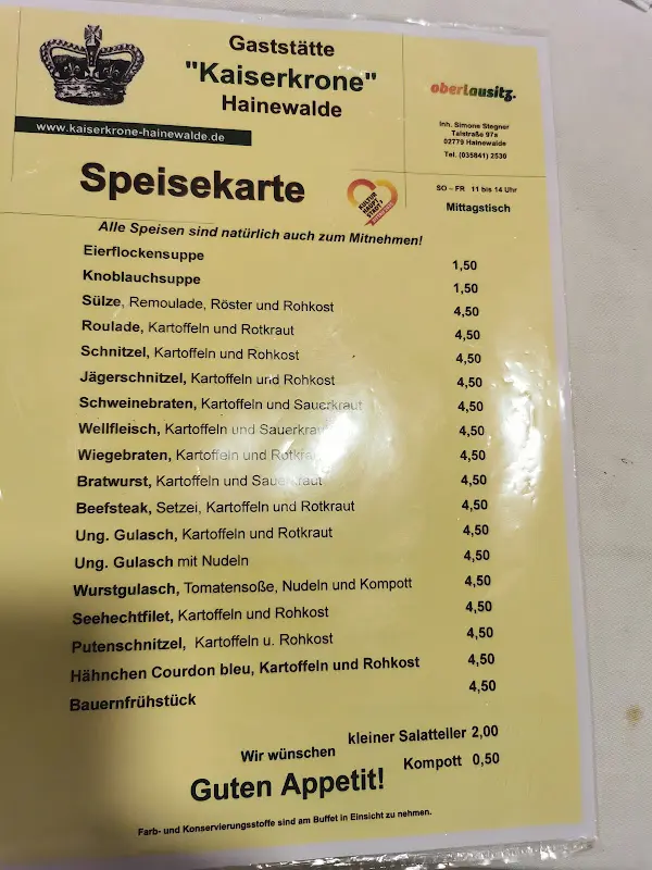 Menu_The Emperor's Crown_Hainewalde_image_3