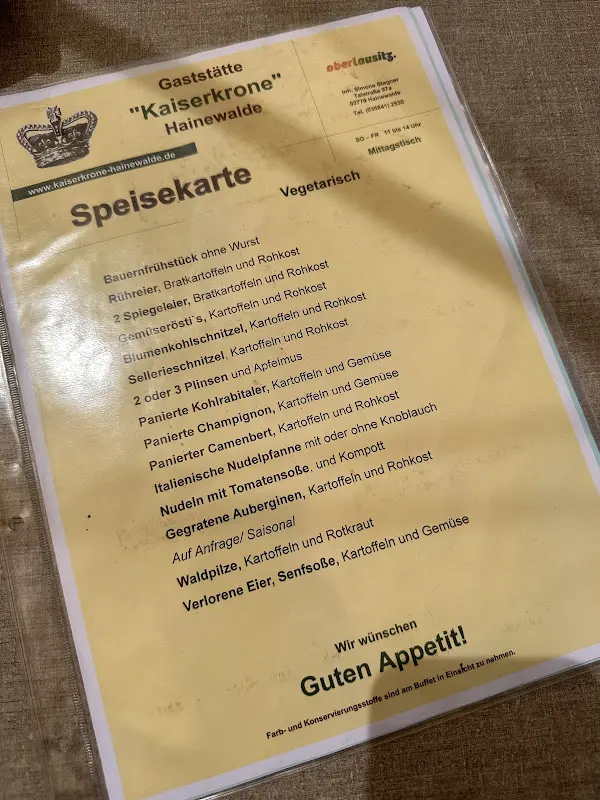 Menu_The Emperor's Crown_Hainewalde_image_4