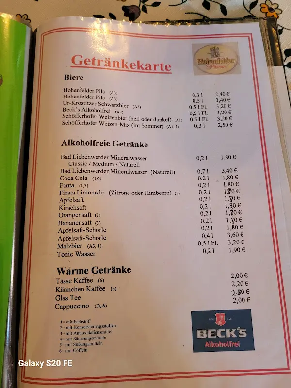 Menu_Fritz Löwa Gaststätte Zum goldenen Stern_Vetschau/Spreewald_image_1